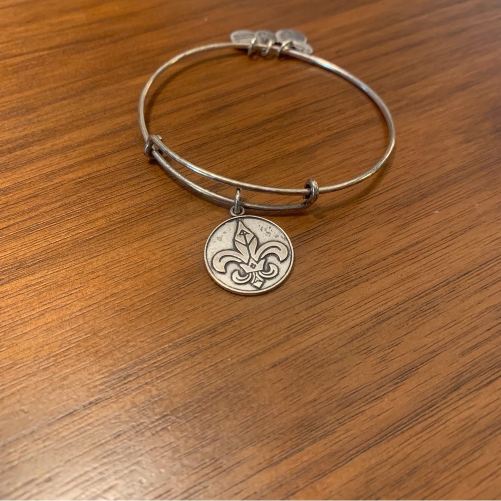 Alex and Ani Silver Fleur de Lis Charm Bracelet